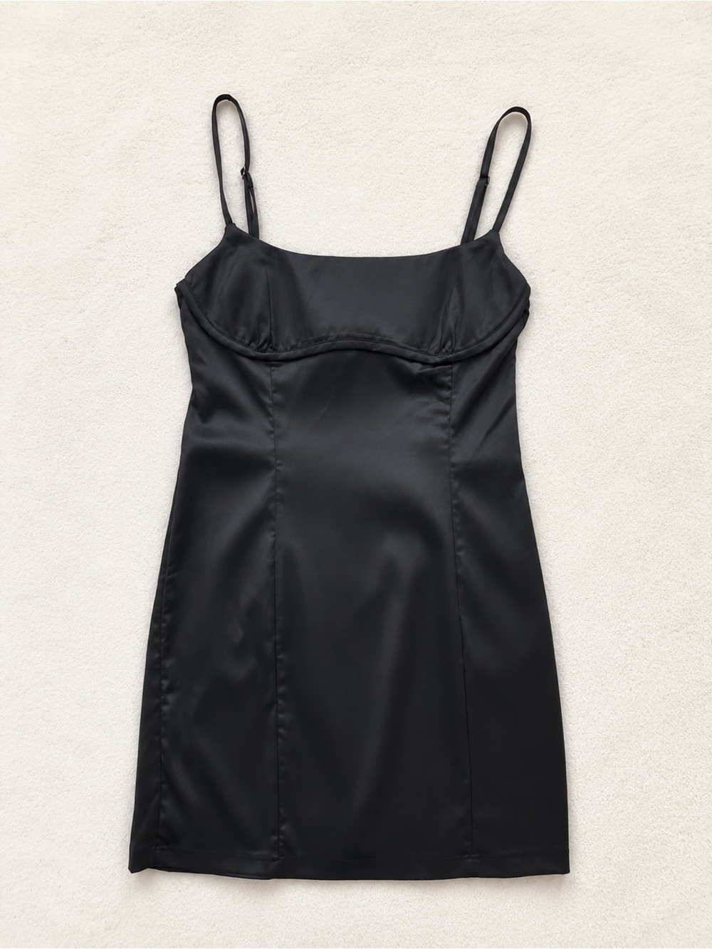 NEW! Emory Park Black Satin Open-Back Mini Dress – Size Medium